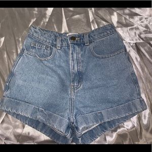 American Apparel Denim High Waist Cuff Shorts